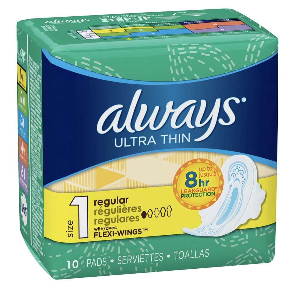 Always Ultra Thin 10CT Regular Size 1 (Green)