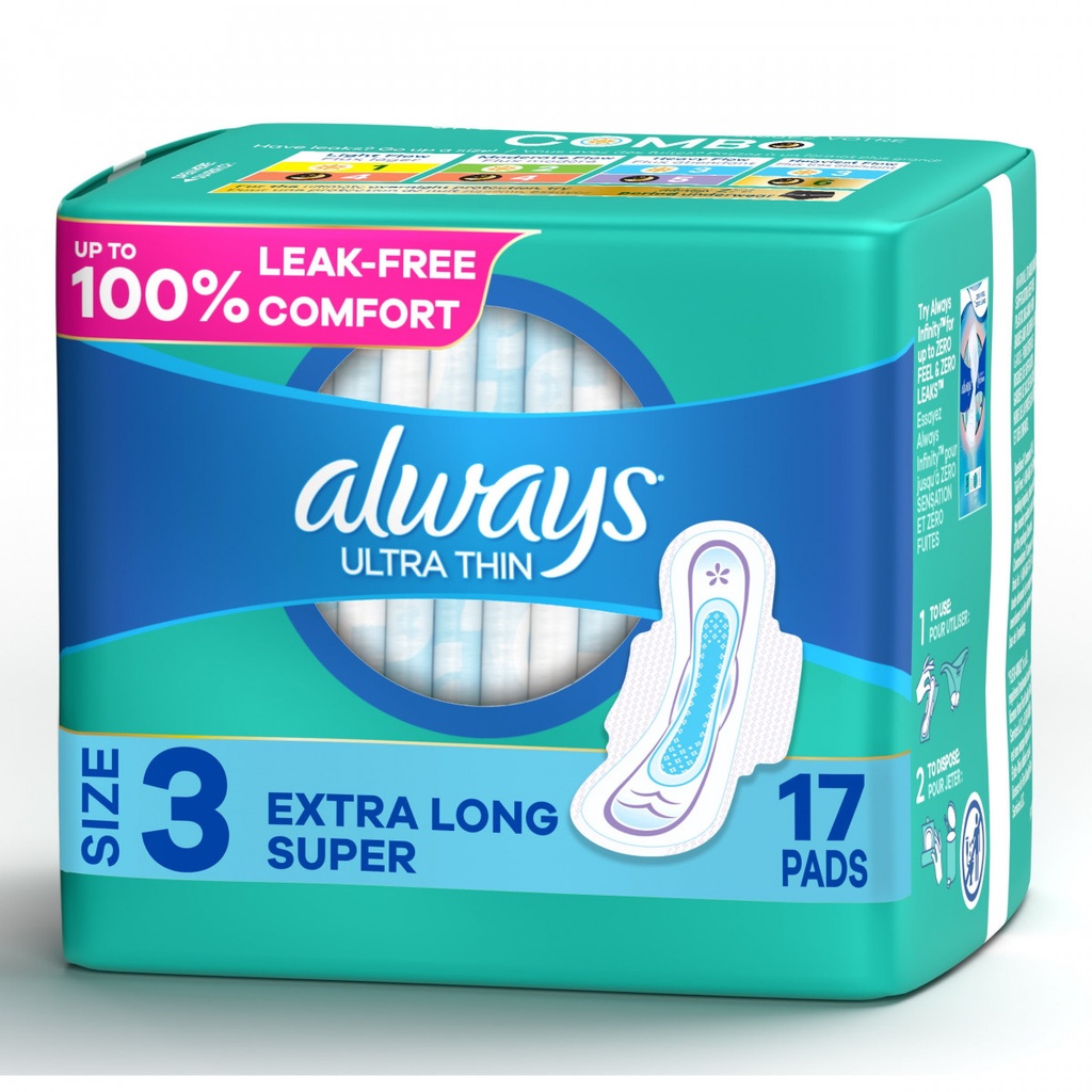 Always Ultra Thin Extra Long Super 17CT Wings Size 3 (Green)