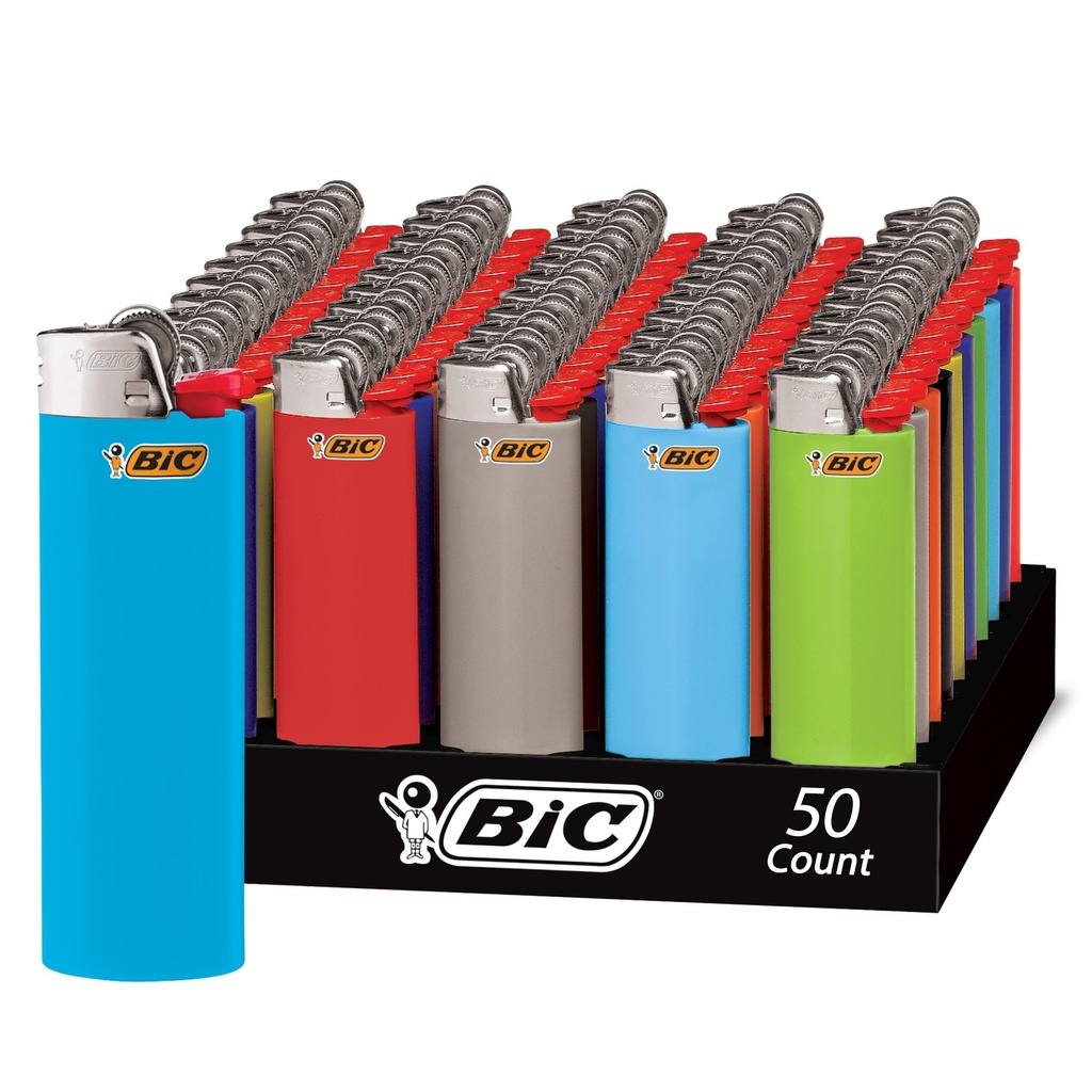Bic Lighter E Regular Assortetd Plain 50CT