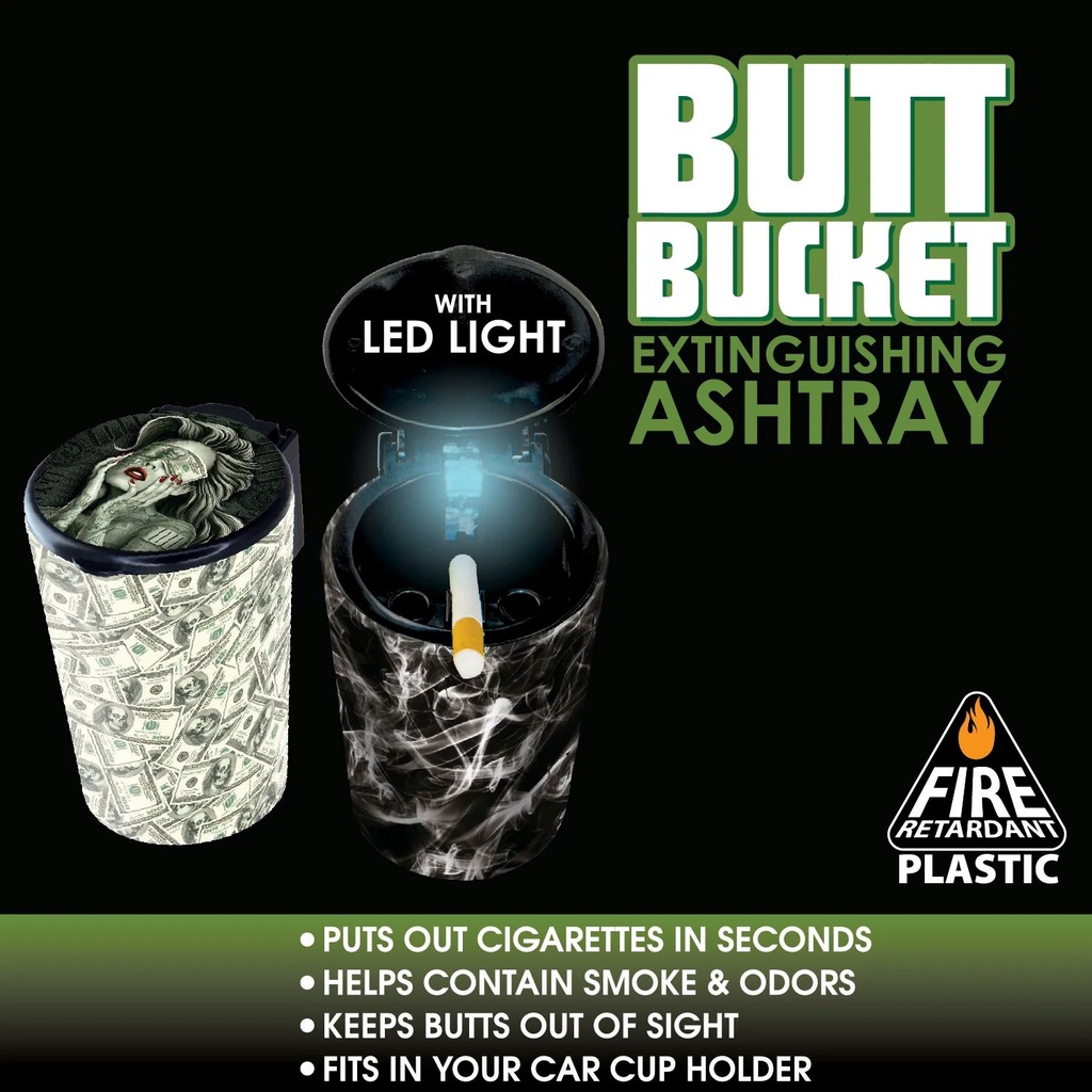 Butt Bucket Concealed Led Ashtray 6CT/Display Each