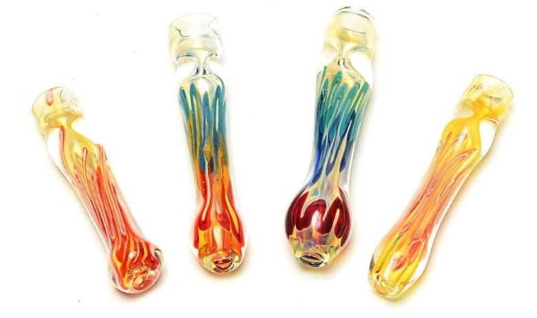 Chillum Glass Pipe Dual Bulge Colorful Dots