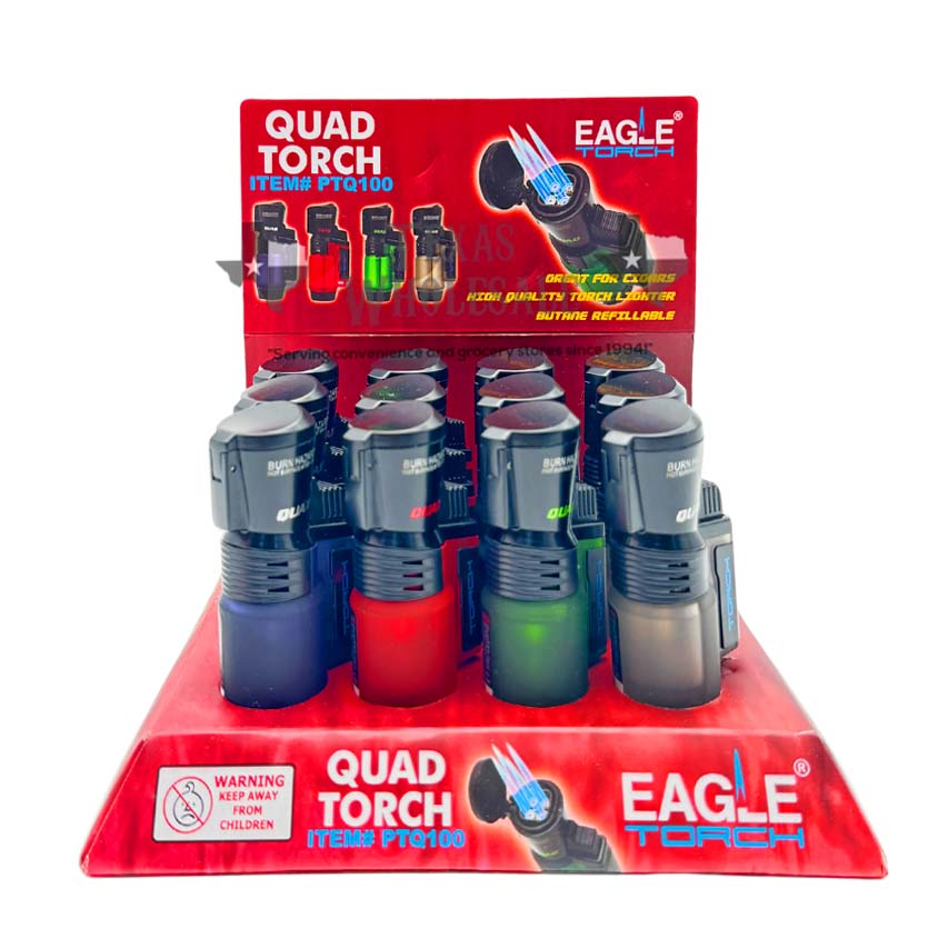 Eagle Torch Lighter Quad Flame (PTQ100) 12CT Display