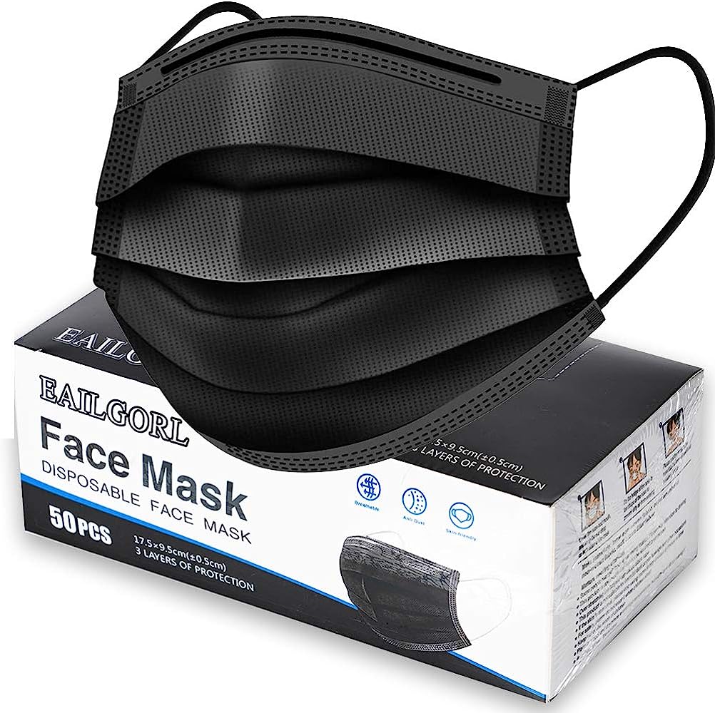 Wish Face Mask 3 Layered Black 50CT