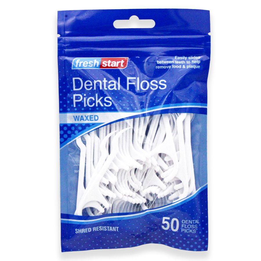 Fresh Start Floss Picks Waxed 50CT Pack