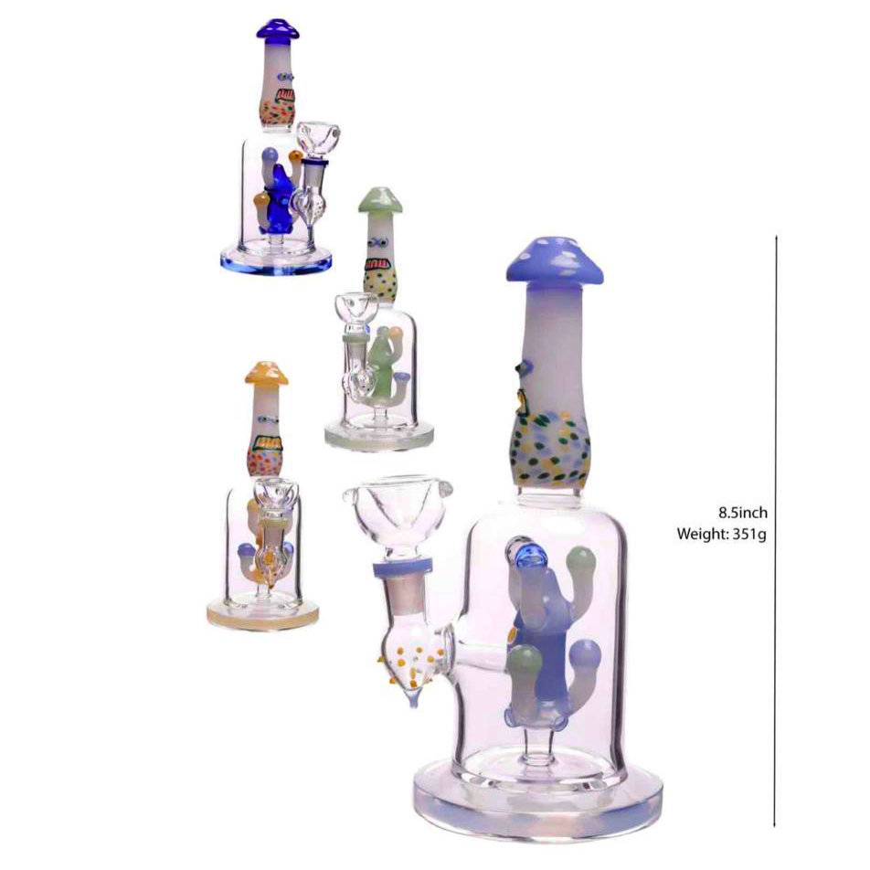 Glass Bong Tall Mushroom (2613) 9"