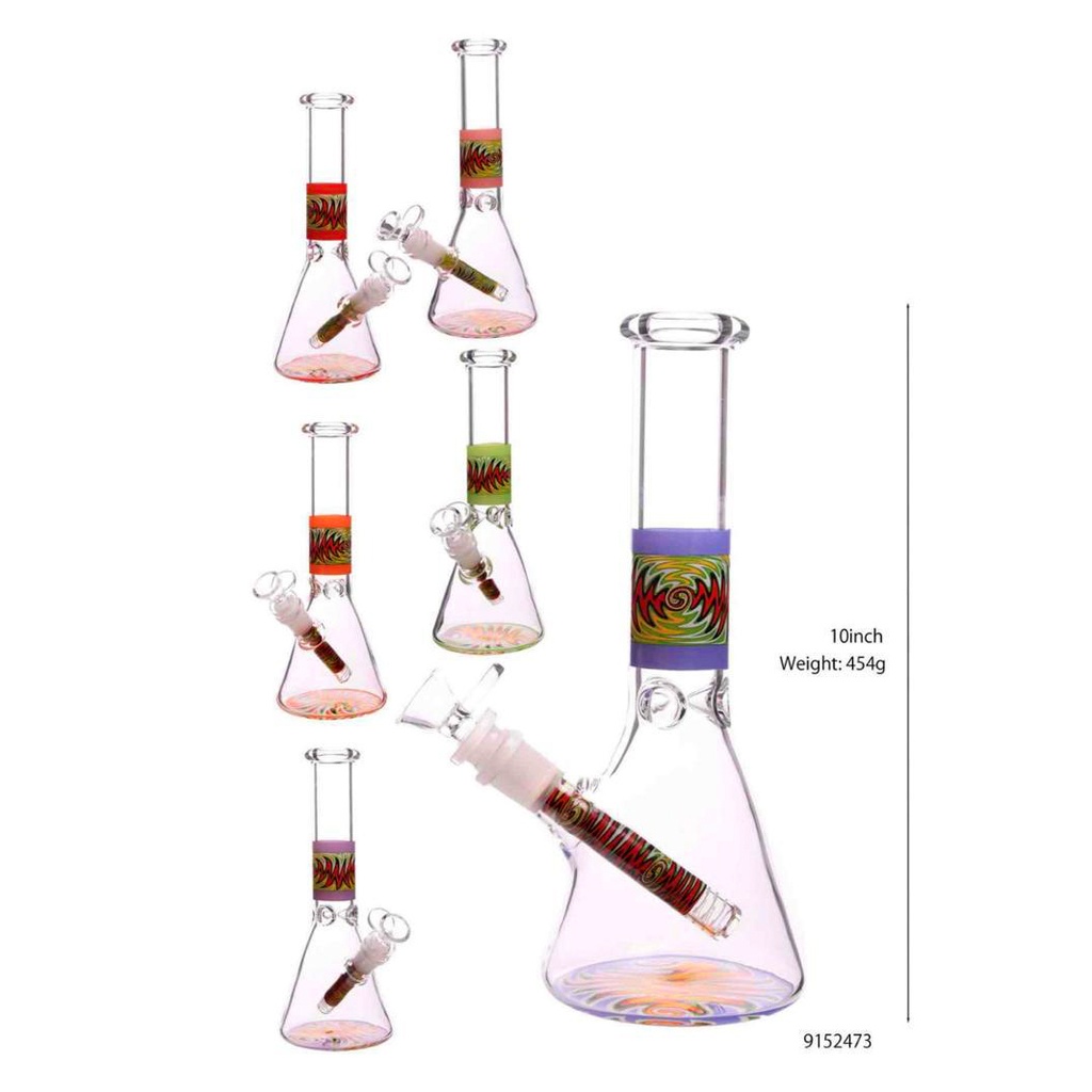 Glass Bong Base & Stem Painted (2473/ES22) 10"