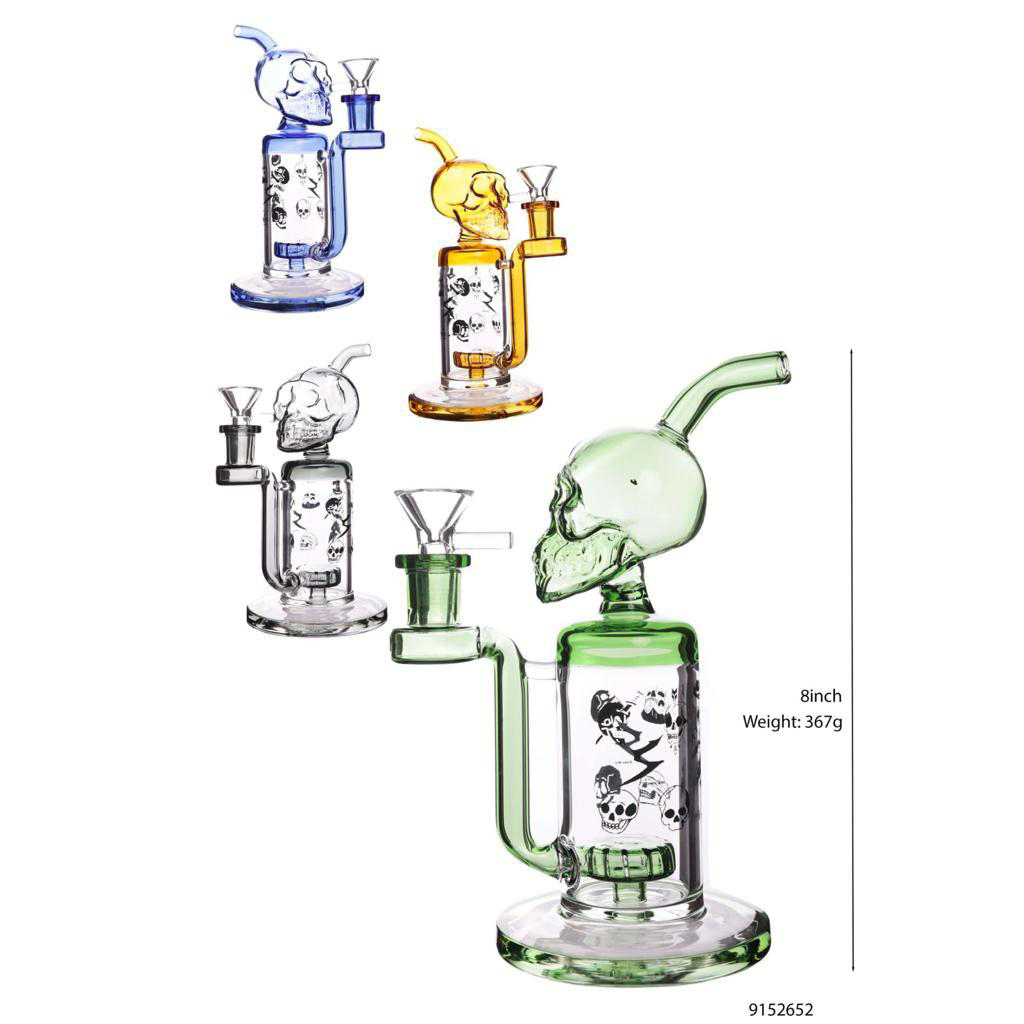 Glass Bong Super Bee Skull Top (BG682/652) 8"