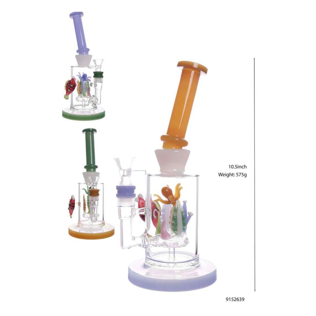 Glass Bong Super Bee Sea Life (P4480/639) 10"