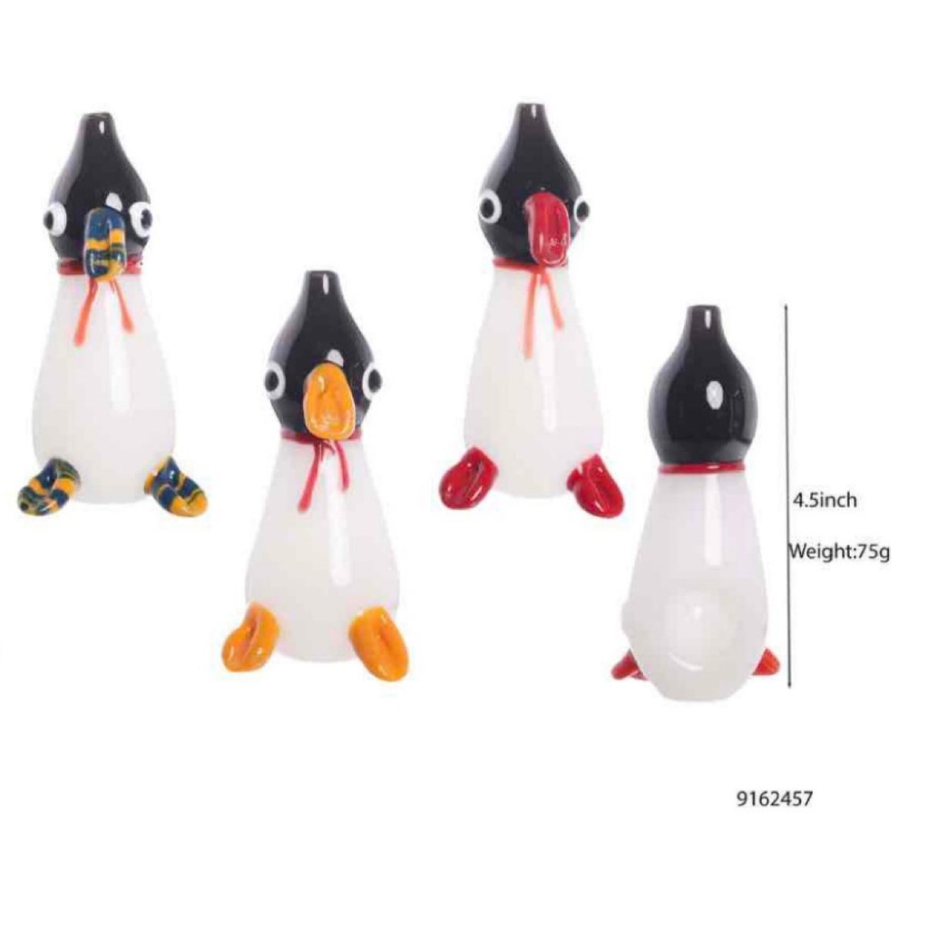 Glass Pipe Penguine Design 5"