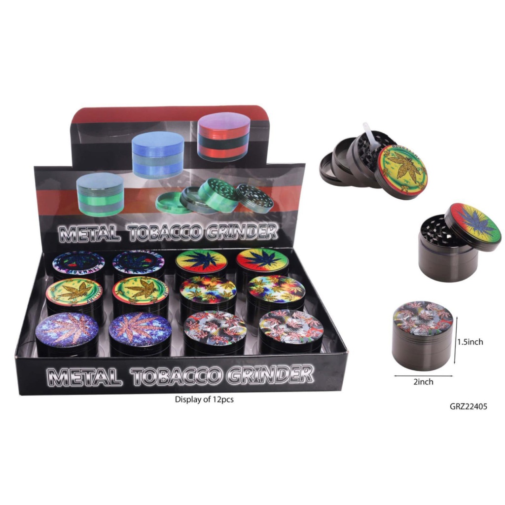 Grinder 4 Part Shiny Art Top Plain Body (GRZ-22405) 6CT Display Each