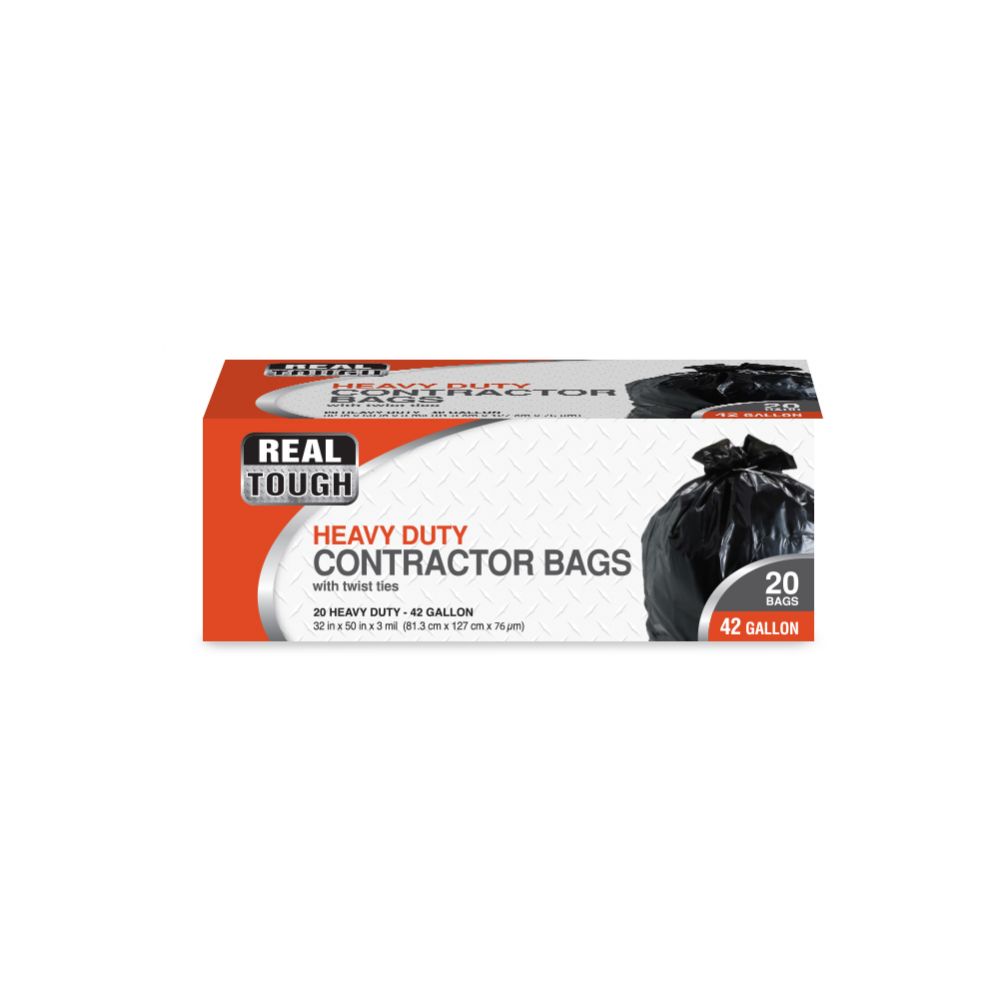 Trash Bag Real Tough Contractor Heavy 42 Gal 20CT