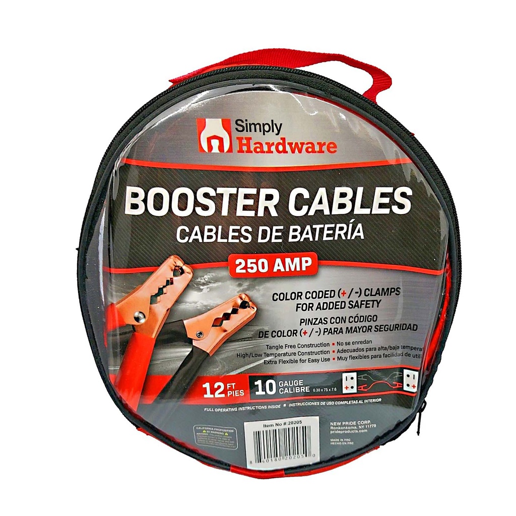 Jumper Cable Booster (Simply Auto) 10 Gauge/250AMP 12FT