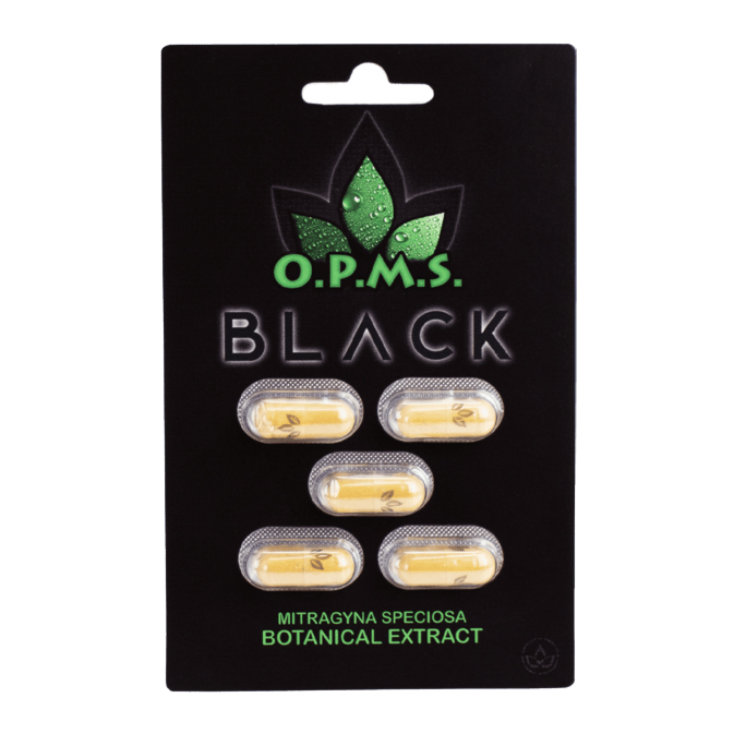 OPMS Kratom Black 5CT Capsules Card