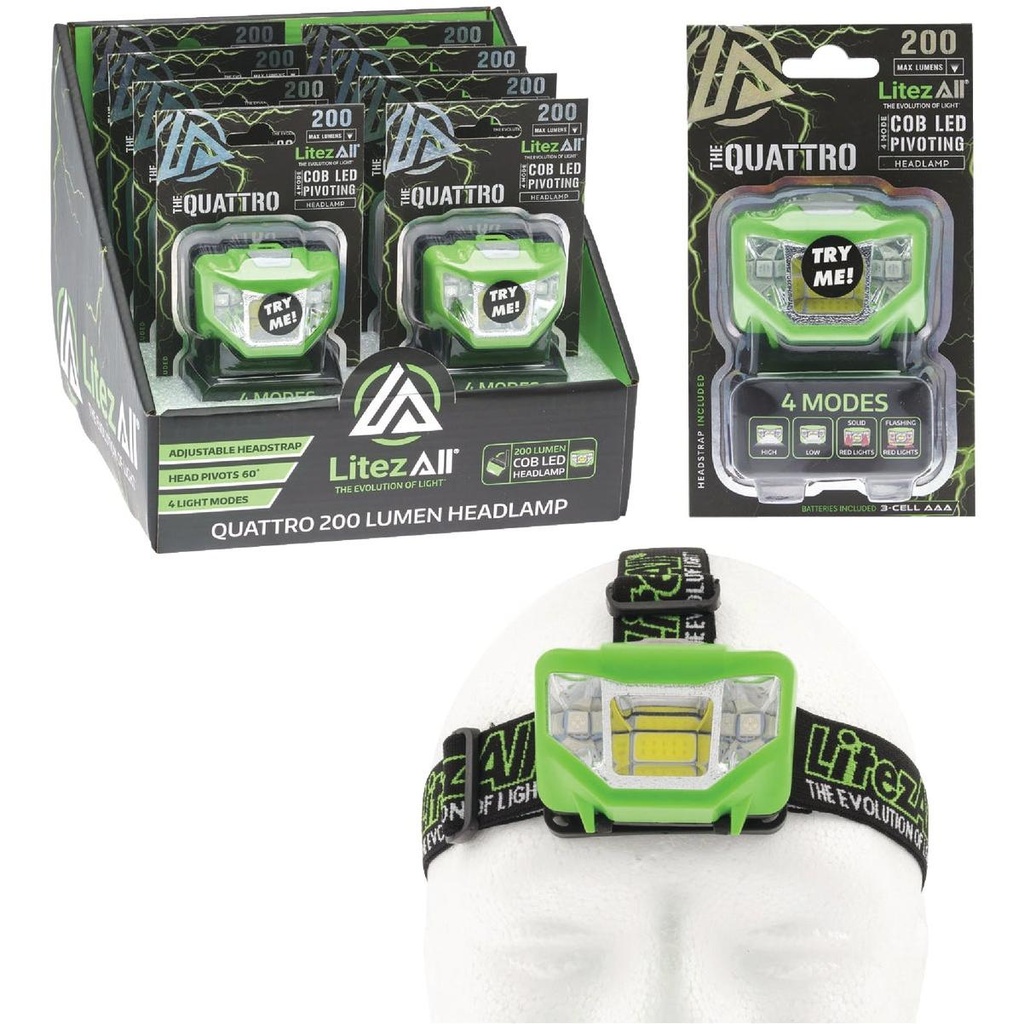 Litez All - 200 Lumen Head Lamp 8ct/display Each