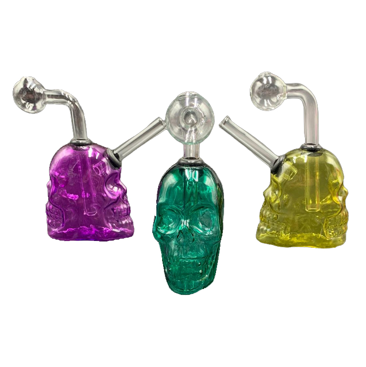 Oil Burner Purple Double Head Back to Back Skull