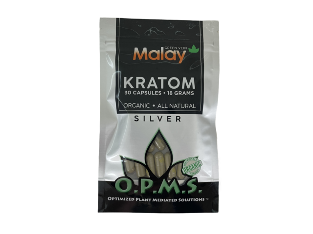 OPMS Silver Green Vein MALAY Kratom 30ct/18gm Bag