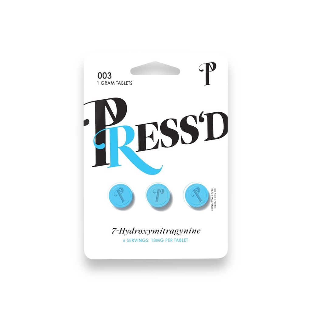 Pressesd Kratom 3CT/18MG Blue Capsules Card