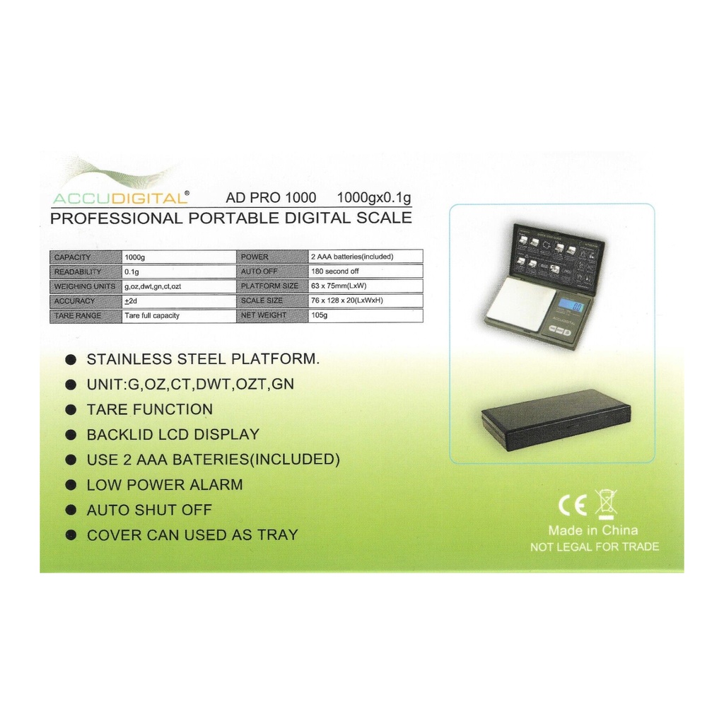 Scale ACCU Digital Medium Green Detachable Cover 1000G x 0.01G