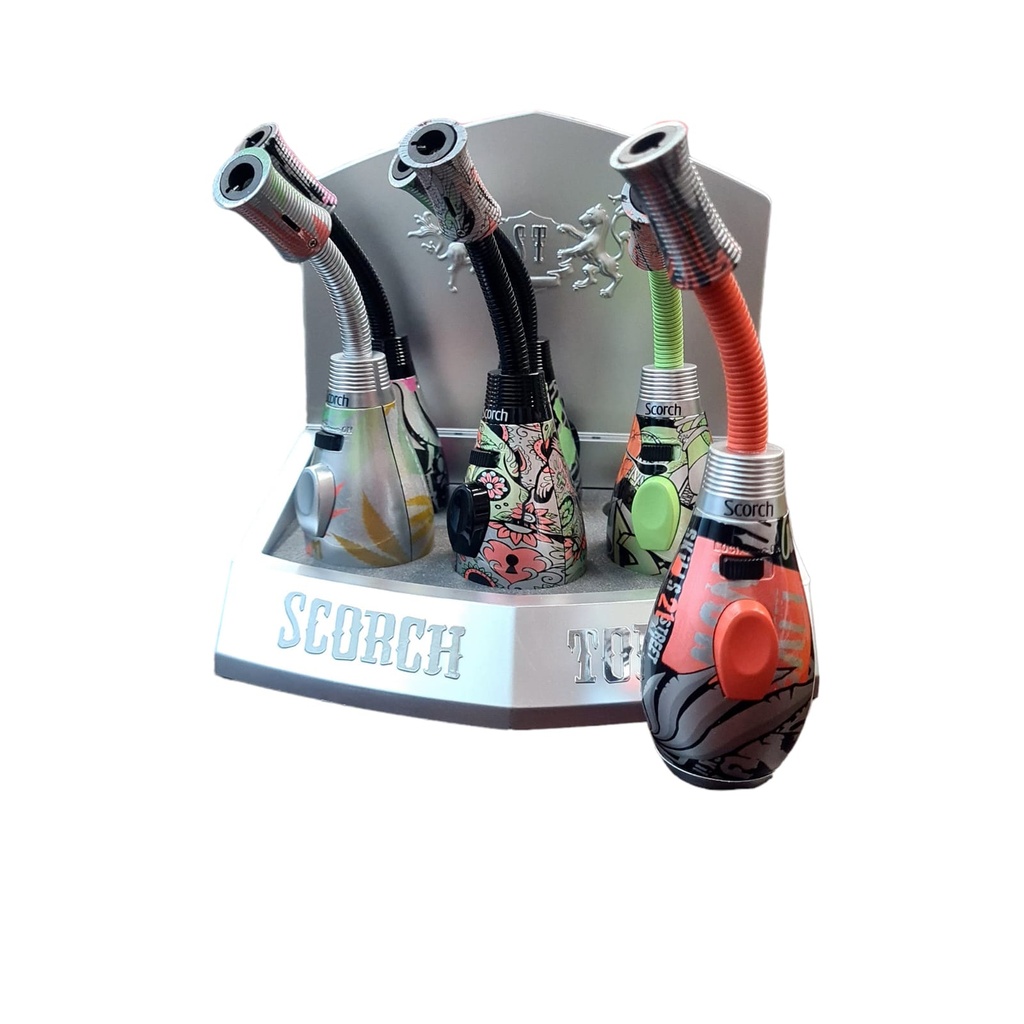 Scorch Grenade Shape Bendable Neck (61769) Torch Lighter 6CT Display