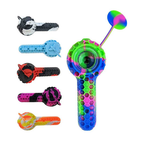 Silicone 2IN1 With Glass Tip With Cap