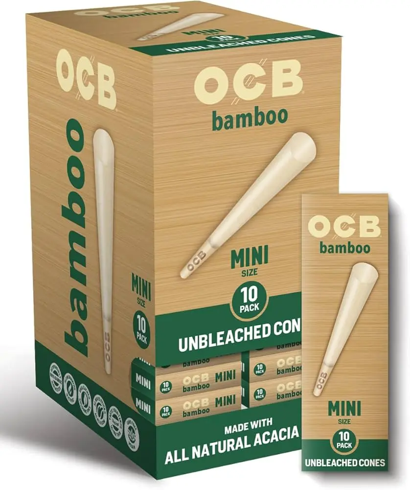 OCB Bamboo Unbleached Mini Cones 24'S/10CT