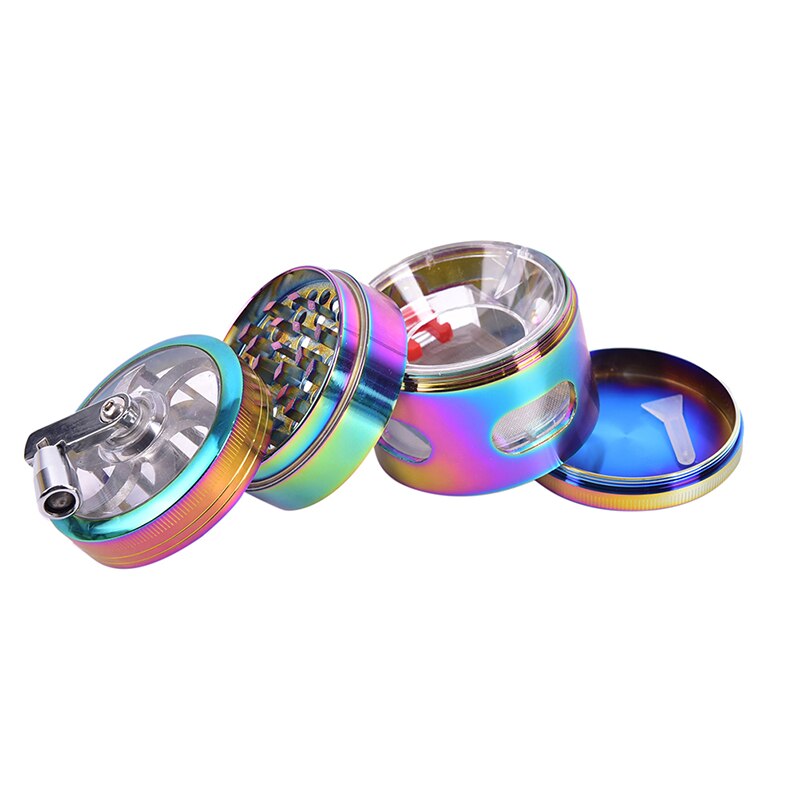 Tobacco Grinder 4 Part With Handle And Window Each