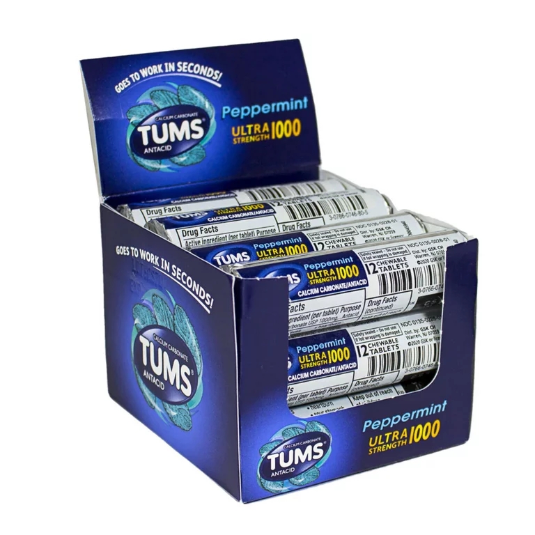 Tums Antacid Ultra Strength 1000 Peppermint 12CT
