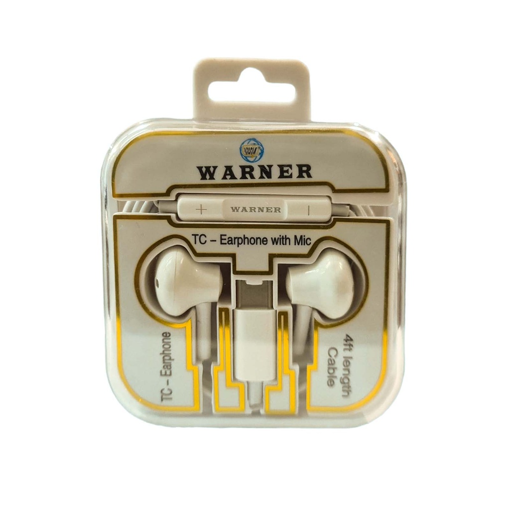 Warner Earphone With C Type Connection 4FT (66632)