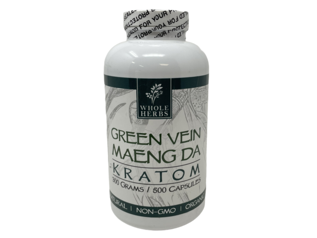 Whole Herbs Green Vein MAENGDA Kratom 300gm/500Capsules Bottle