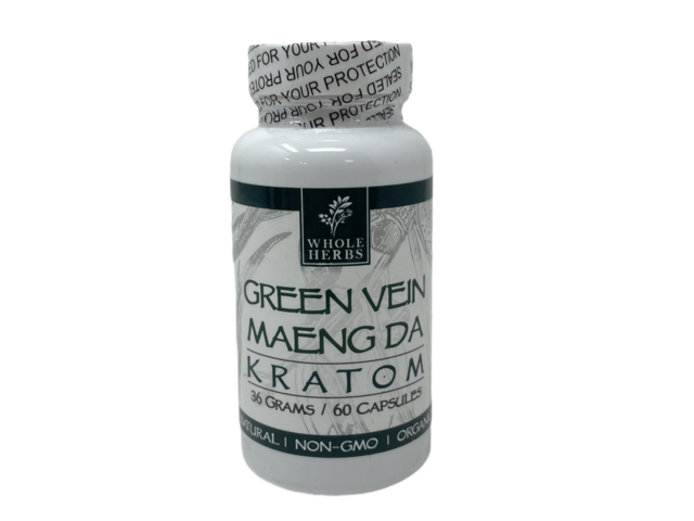 Whole Herbs Green Vein MAENGDA Kratom 36gm/60 Capsules Bottle