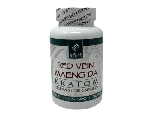 Whole Herbs Red Vein MAENGDA Kratom 72gm/120Capsules Bottle
