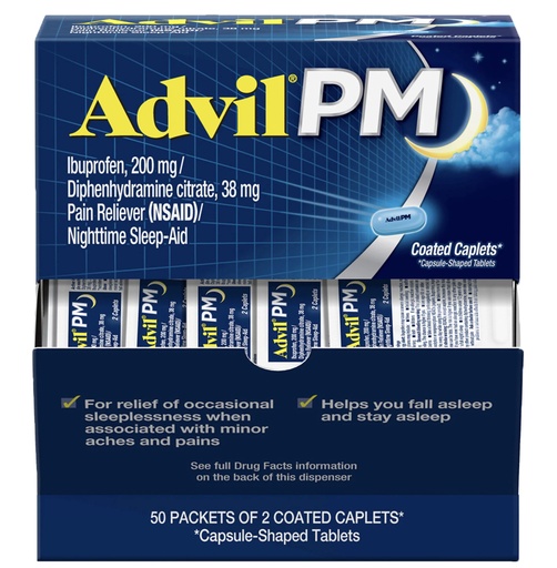Advil PM Ibuprofen Caplets Pouch 2'S/50CT