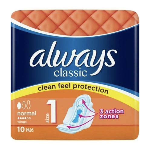 Always Classic Normal 10CT Wings Size 1 (Orange)