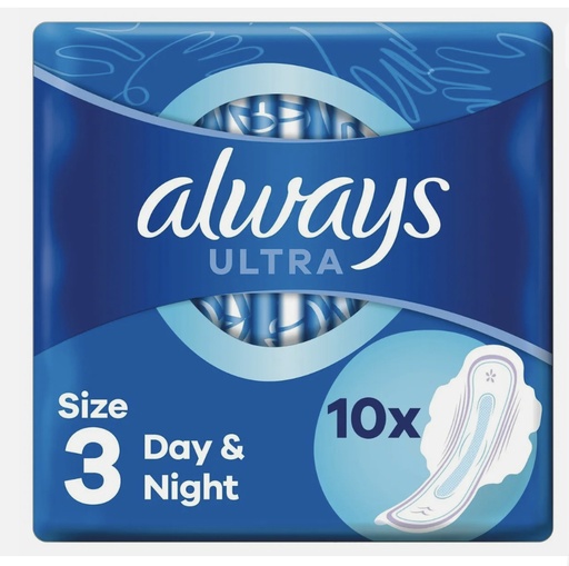 Always Classic Ultra Day & Night 10CT Wings Size 3 (Blue)