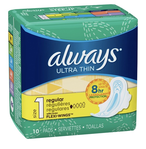 Always Ultra Thin 10CT Regular Size 1 (Green)
