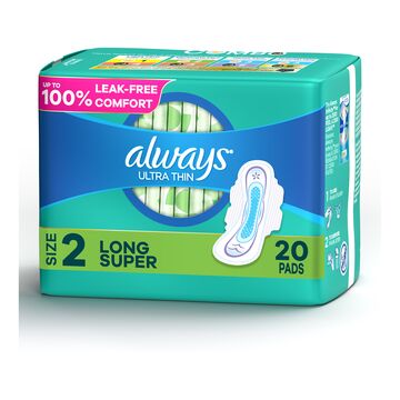 Always Ultra Thin Long Super 20CT Wings Size 2 (Green)