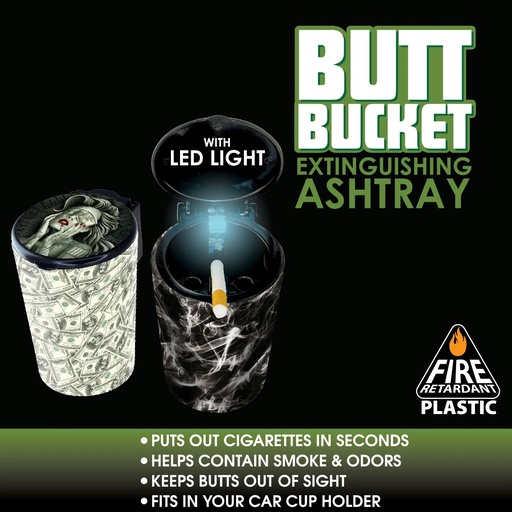 Butt Bucket Concealed Led Ashtray 6CT/Display Each
