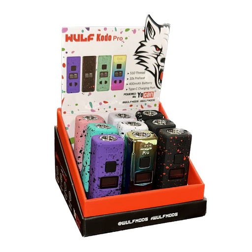 [CBD Ba-24612] CBD Battery Wulf YoCan Kodo Cartridge Vaporizer 9CT Display