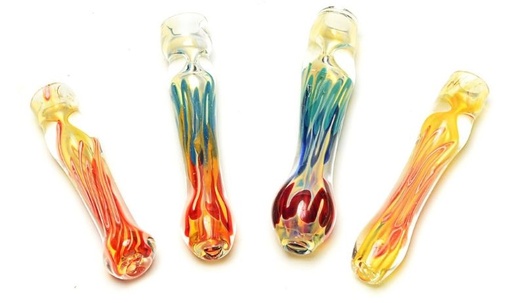 [Chillu-01544] Chillum Glass Pipe Dual Bulge Colorful Dots