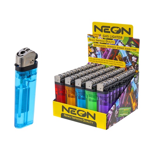 [Clear -26057] Clear Lighter Disposable Neon 50CT