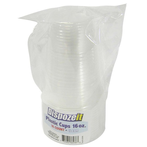 [Cups B-23094] Cups Clear Plastic (DispozeIt) 16oz 16CT Pack