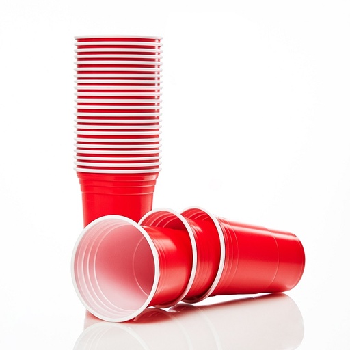[Cups R-02548] Cups Red Plastic 16oz 15CT Pack