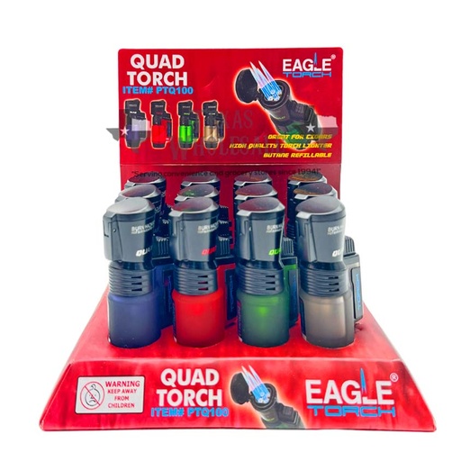 [Eagle -25602] Eagle Torch Lighter Quad Flame (PTQ100) 12CT Display