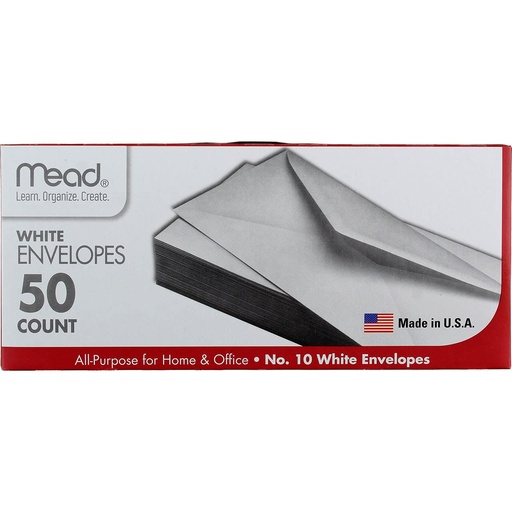 [Envelo-02804] Mead White Envelopes 50CT 4.125'' x 9.5''