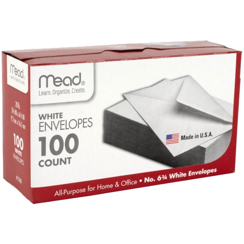 [Envelo-02806] Mead White Envelopes 100CT 3.625" X 6.5"