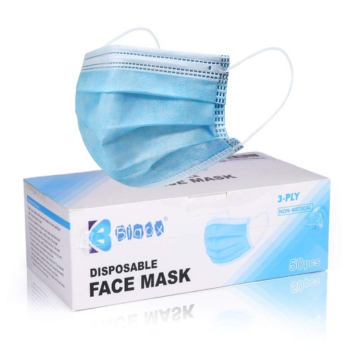 [Face F-27524] Greenwarez Face Mask 3 Layered Blue 50CT