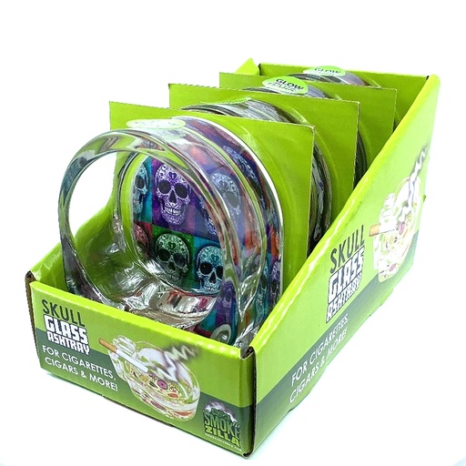 GID Skull Glass Ashtray 4CT/Bx Ea