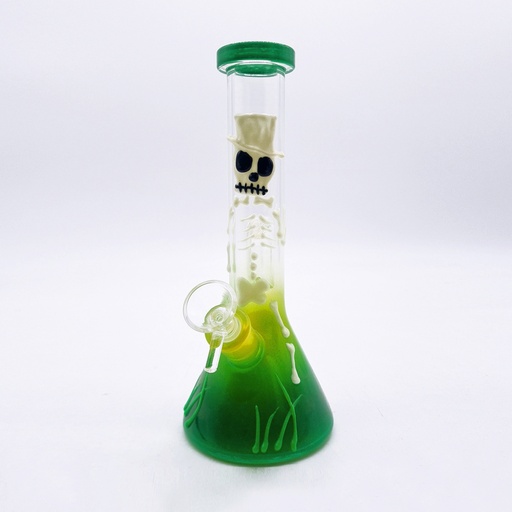 [Glass -03160] Glow In The Dark Hand Paint Mr.Skeleton 13" Bong