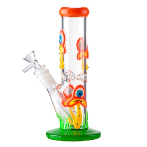 [Glass -03162] Glow In The Dark Hand Paint Mushroom 13" Bong