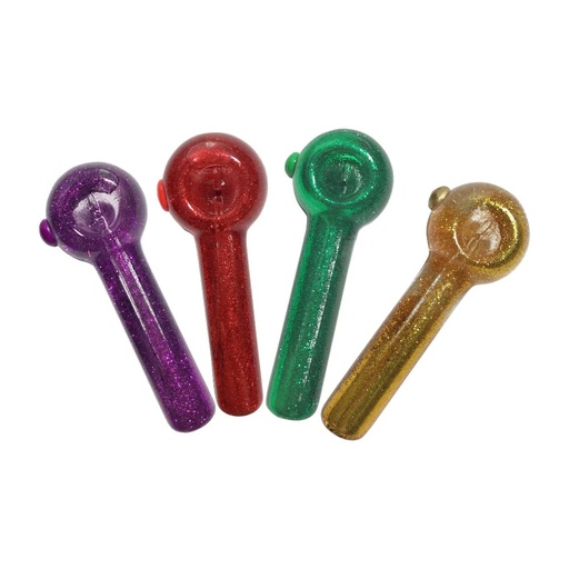 [Glass -12484] Glass Pipe Glycerin With Sparcle Filled Quad Dots Body 4"